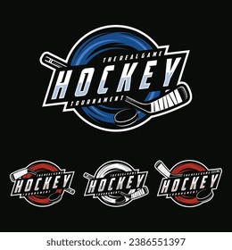 Hockey tournament sport logo template.  Modern emblem set collection vector illustration for hockey club
