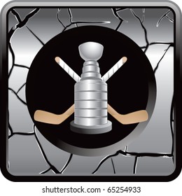hockey trophy gray cracked web button - Shutterstock ID 65254933