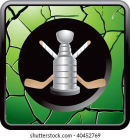 hockey trophy on green cracked web button