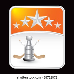 hockey trophy on orange star background