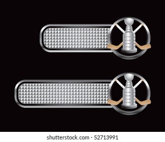 Hockeytrophäe auf silbernem Karton