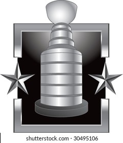 hockey trophy on star background