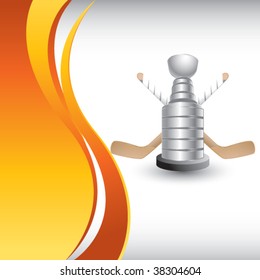 hockey trophy on vertical orange background