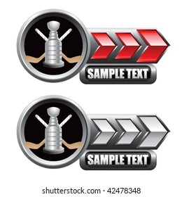 hockey trophy red and white arrow nameplate banners
