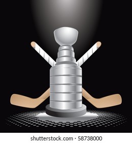 hockey trophy under spotlight