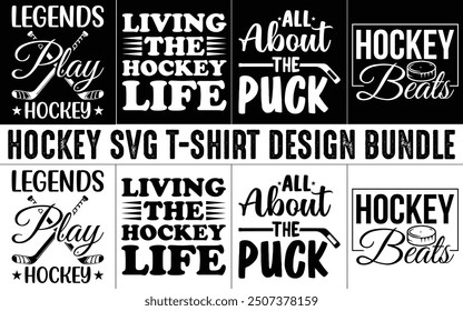 Hockey T-Shirt Design Bundle, Typography T-shirt Design vector, Trendy
