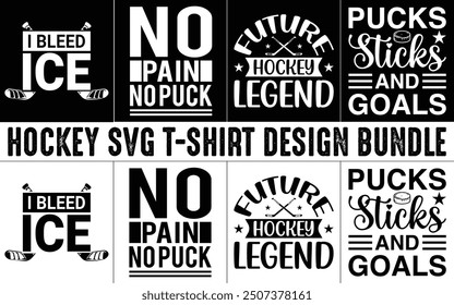 Hockey T-Shirt Design Bundle, Typography T-shirt Design vector, Trendy