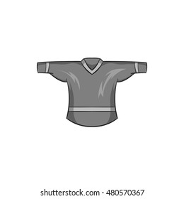 Hockey t-shirt icon in black monochrome style isolated on white background. Clothing symbol vector illustration