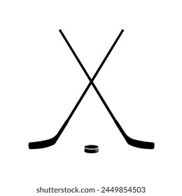 Hockey. Two crossed hockey sticks and puck - vector illustration	