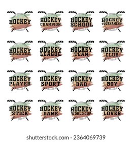 Hockey Typography, Hockey Logo, Vector, Sports illustration, vector, Hockey silhouette, silhouette, Sports silhouette, Game vector, Hockey Tournament Tournament, Badges,