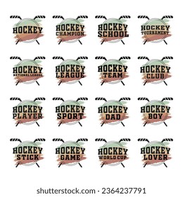 Hockey Typography Vector, Hockey, Sports illustration, Hockey, vector, silhouette, Sports silhouette, Game vector,  Hockey Tournament, champions league,