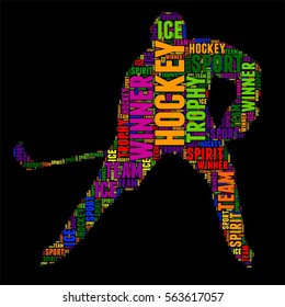 hockey Typography word cloud colorful Vector illustration