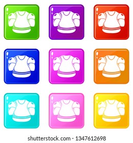 Hockey uniform icons set 9 color collection isolated on white for any design