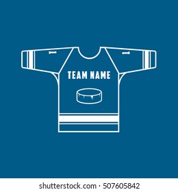 Hockey Uniform Line Icon On Blue Background