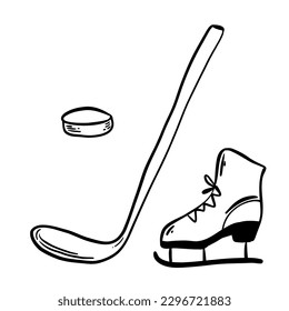Hockey vector background. Vector hockey Skates Hockey stick.