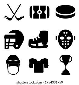 Hockey vector icon set. Sport illustration sign collection. Sports Equipment symbol or logo.