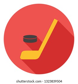Hockey vector icon, Hockey stick icon, Hockey sport symbol. Modern, flat long shadow vector icon for web site, mobile app, presentation
