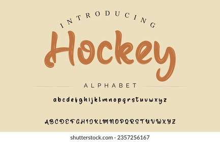 Hockey Vector Illustration Grunge Horror Typographie. Hand Made Brush Font.