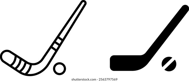 "Hockey Vector Line Icon Set – Sports and Recreation Symbols"