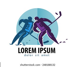 Hockey vector logo design template. hockey player or sports icon.