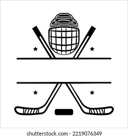 Ilustración del logotipo del vector del hockey sobre hockey sobre hockey sobre césped, diseño del logotipo del jugador del equipo de hockey sobre hielo, casco de palo de hockey, deporte de invierno