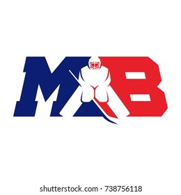 hockey vector logo. hockey player. letter M and B.