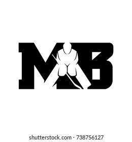 hockey vector logo. hockey player. letter M and B.