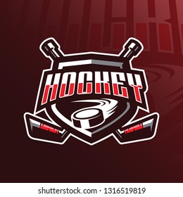 hockey vector mascot logo design with modern illustration concept style for badge, emblem and tshirt printing. hockey badge illustration for sport and team.