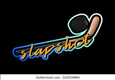 Hockey vector sport Typography sticker illustration in retro style. Vector design emblem, badge and sporty template logo design