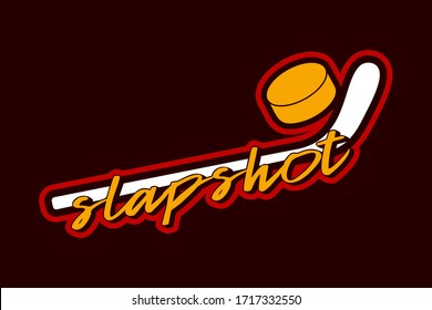 Hockey vector sport Typography sticker illustration in retro style. Vector design emblem, badge and sporty template logo design
