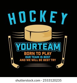 Diseño de camiseta de colores listos para tipografía de Vector de hockey.