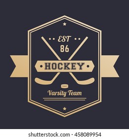 Hockey vintage emblem, logo, badge