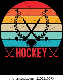  Hockey Vintage Retro Hockey Player T-Shirt Design.