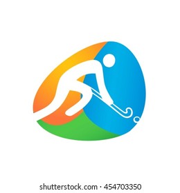 hockey Web button isolated on white background. Athlete Sport Game Logo Competition Icon. Rio 2016 Olympic games in Brazil. summer Sport games symbols. vector illustration