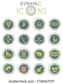 hockey web vector icons on white background with dynamic lines for animation for web and user interface design