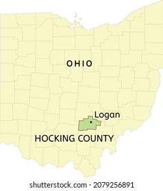 Hocking County And City Of Logan Location On Ohio State Map