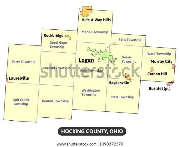 Hocking County Ohio Colored Map Detailed Stock Vector Royalty