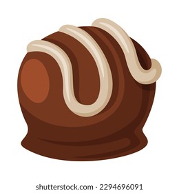 hocolate praline round shaped candy. Tasty sweet dessert cartoon vector illustration