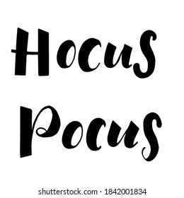 Hocus Pocus brush pen lettering.
hand lettering.
Hand drawn monocolor vector lettering.