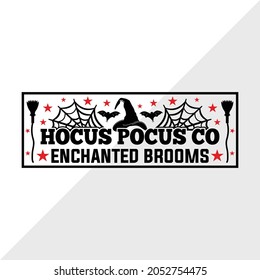 Hocus Pocus Co Enchanted Broom, Holiday Printable Vector Illustration