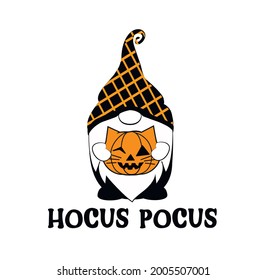 Hocus Pocus. Gnome Illustration. Lettering Design. Quote.