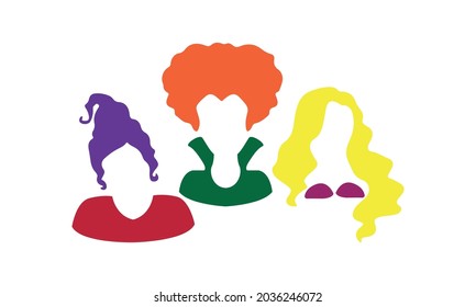 Hocus Pocus, Sanderson Sisters SVG, Witches Hair Cute Halloween Vector and Clip Art