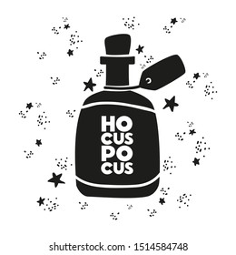 Hocus pocus - trendy typographic Halloween illustration. Vector art. Unique design element for poster, banner, greeting card. 