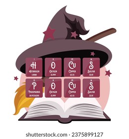 Hocus Pocus witchy vector illustration graphic with science chemistry theme