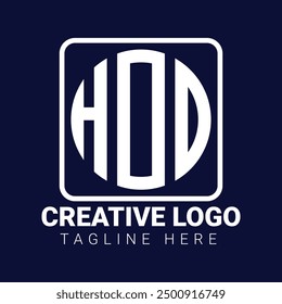 HOD Vector creativo ilustración moderna carta plana monograma espacio negativo diseño de logotipo. Letra de forma hexagonal. Diseño de Vector de letras, idea de diseño de logotipo de alfabeto simple y moderno. 