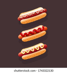 Hod dog. Sausage. Street fast food. Vector object.