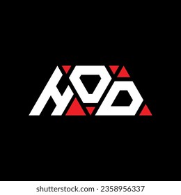 HOD triangle letter logo design with triangle shape. HOD triangle logo design monogram. HOD triangle vector logo template with red color. HOD triangular logo Simple, Elegant, and Luxurious design.