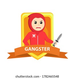 Hoddie Gangster Emblem design character on white background