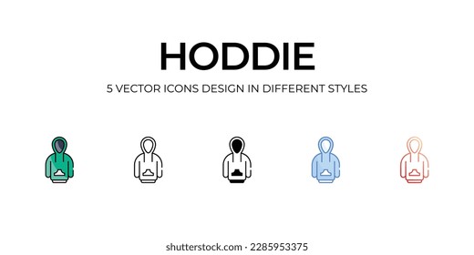 Diseño de iconos Hoddie en estilo Cinco con Stroke editable. Línea, Sólido, Línea plana, Color de tono Duo y Línea de degradado de color. Adecuado para diseño de páginas Web, aplicaciones móviles, UI, UX y GUI.