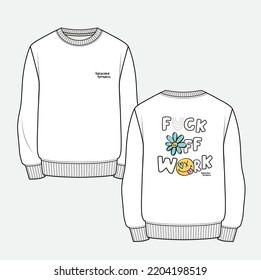 hoddie template, sweater whit flower on back